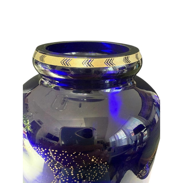 Art Deco Style Erte Fireflies Cobalt Vase For Sale - Image 9 of 13
