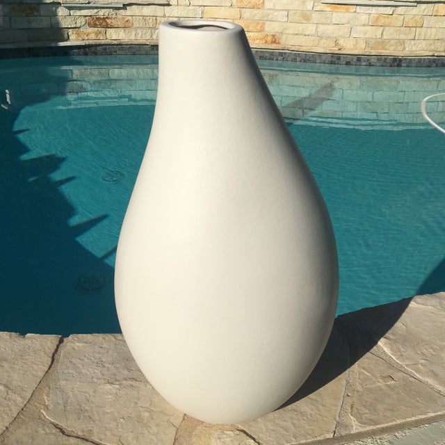 West Elm White Matte Finish Teardrop Floor Vase Chairish