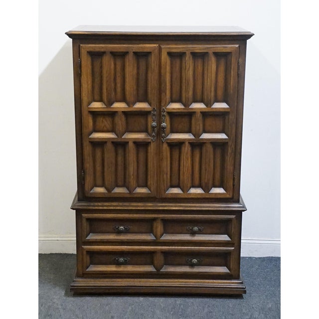 Mediterranean Century Furniture Solid Oak Spanish Mediterranean 39" Door Chest / Armoire For Sale - Image 3 of 12