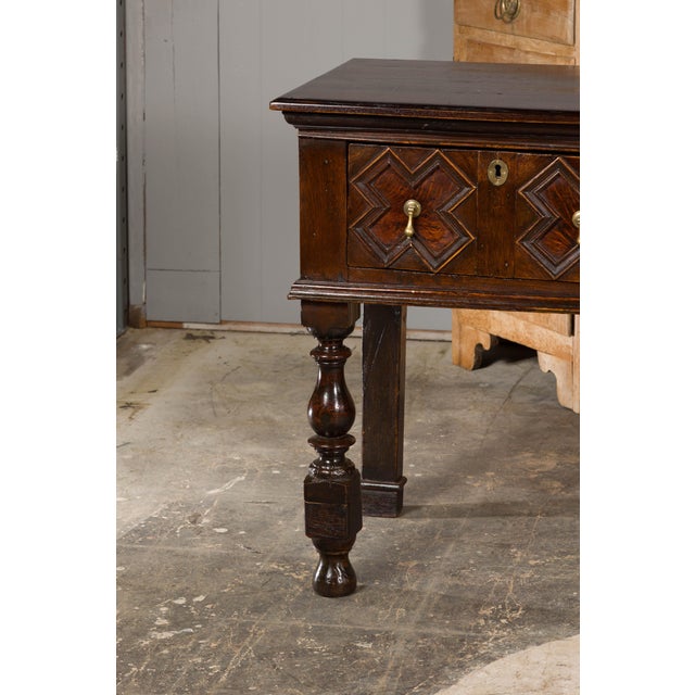 Brown English 19th Century Oak Sideboard with Geometric Front and Three Drawers For Sale - Image 8 of 12