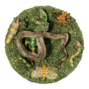 Cunha Palissy Majolica Snake and Lizard Wall Plate