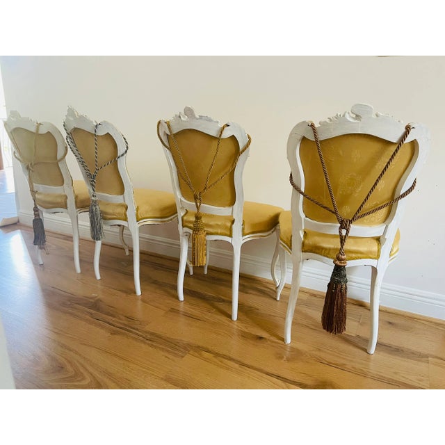 French 4s Antique French 19 Th C Louis XVI Chairs in MacKenzie Childs Style For Sale - Image 3 of 12