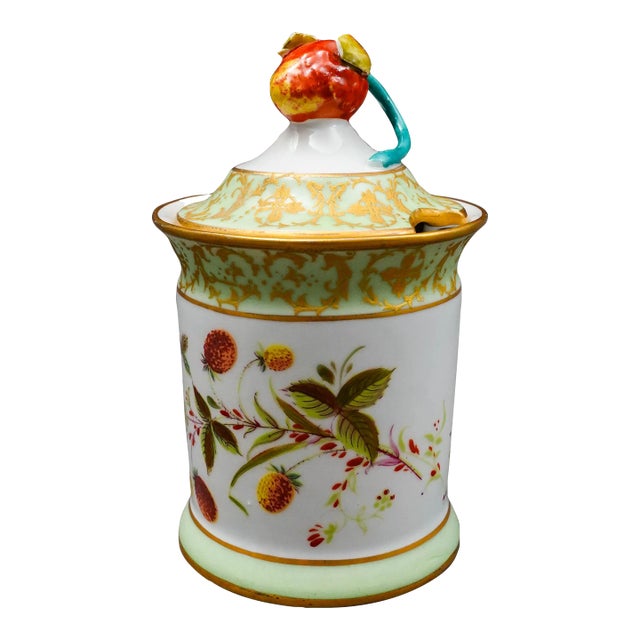 Mid 20th Century Sevres Modele Et Decoration Exclusive a La Main French Porcelain Jam Jar For Sale