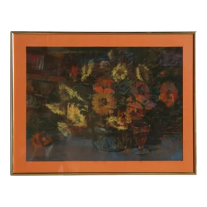 Basket of Flowers, Unknown Artist Pastel on Paper, Signed L.l. 'd. Kelly Sivsky'
