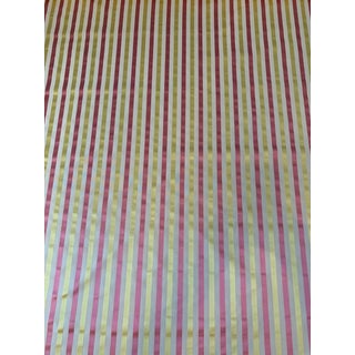 Scalamandre Silk & Cotton Stripe Pink, Yellow and Cream Fabric - 6 Yards For Sale
