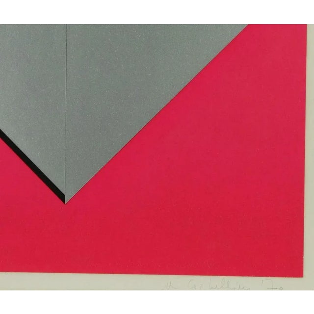 Grey-Pink is a contemporary artwork realized by Luigi Corbellini in 1970. Mixed colored lithograph. Includes frame. Hand...