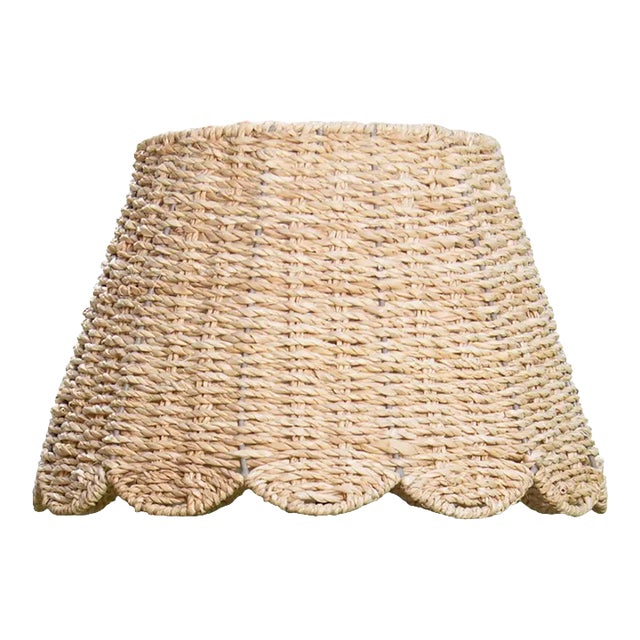 16" Maison Maison Large Scalloped Lamps Shade in Ivory Twisted Seagrass For Sale