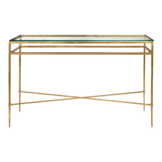 Melanie Glass Console Table in Gold Chairish
