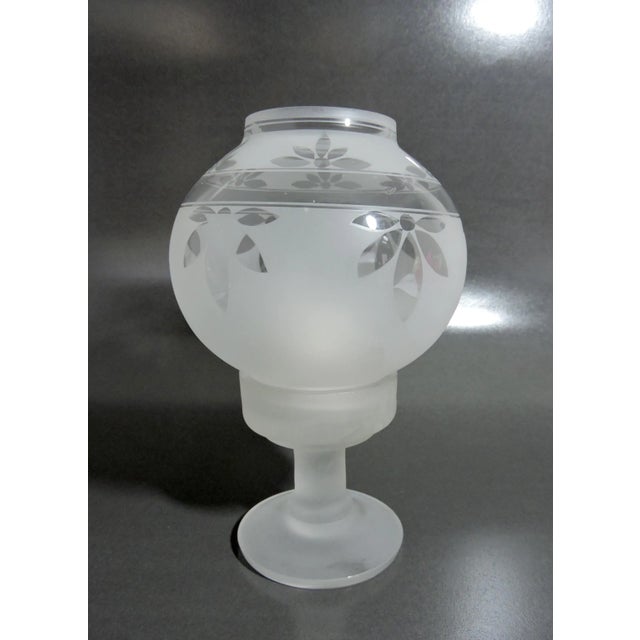 Farmhouse Vintage 1980s English Traditional Dartington Etched Glass Candle Holder / Lantern For Sale - Image 3 of 6