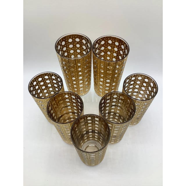 Culver Ltd. Vintage Culver Cannella 22k Gold Highball Barware Glasses - Set of 7 For Sale - Image 4 of 6