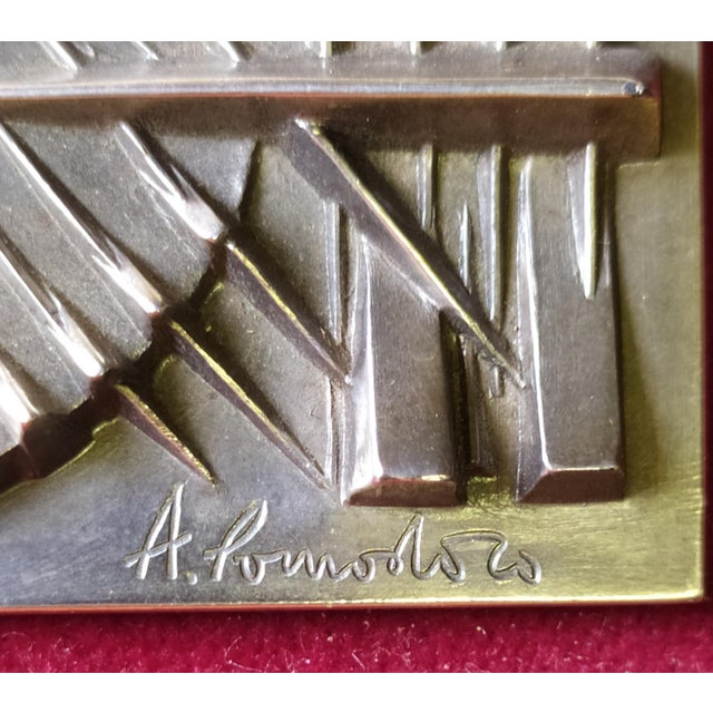 Silver Bronze Bas-Relief Sculpture by Arnaldo Pomodoro for Johnson, 1978 For Sale - Image 8 of 11