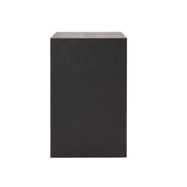 Contemporary Matthew Izzo Home Parker Black Painted Grasscloth Side Table With Black Oak Handles For Sale - Image 3 of 6