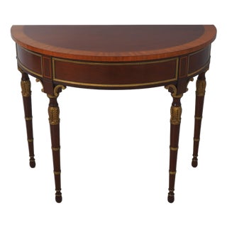 Kindel Louis XVI Style Mahogany Demilune Console Table For Sale