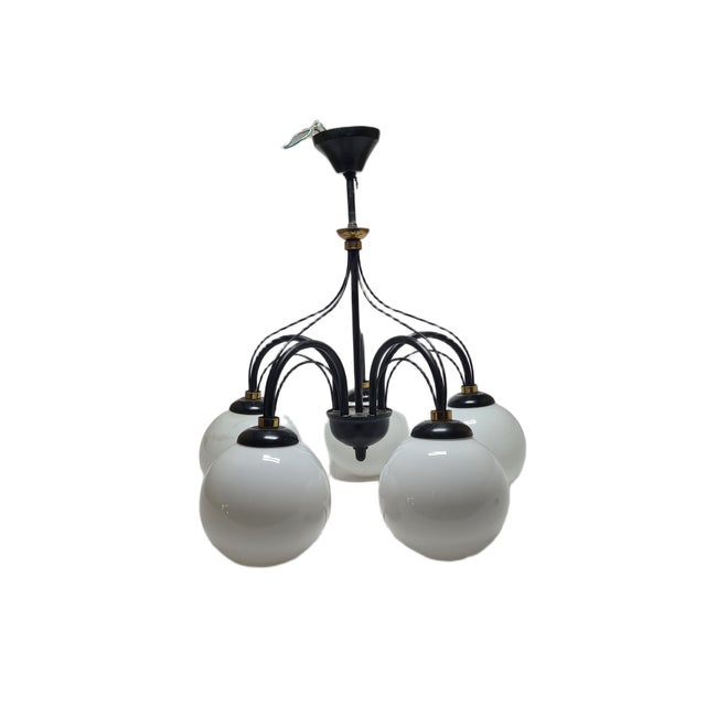 Vintage Art Nouveau Chandelier, Poland, 1970s, in Good conditions. Designed 1970 to 1979 European Plug (up to 250V).The...