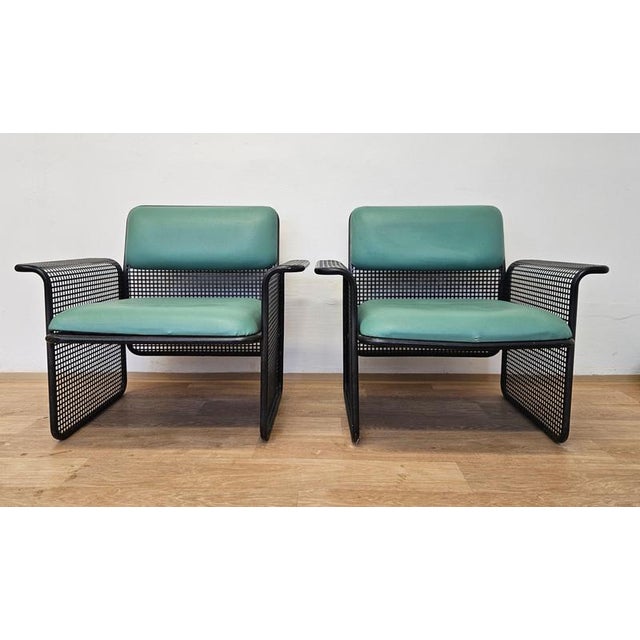 Blue Vintage Italian Metal Armchairs by Talin Vicenza, 1970s, Set of 2 For Sale - Image 8 of 16