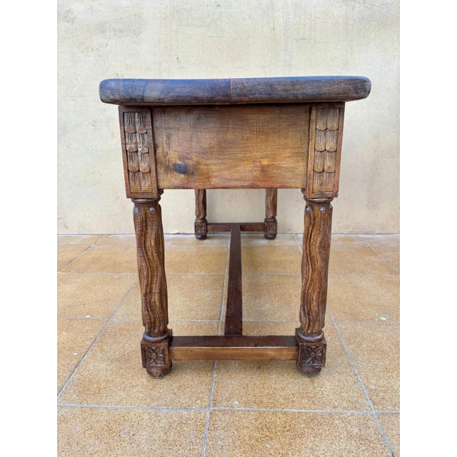 Wood Spanish Walnut Low Table With Carved Drawers, Circa 1930 For Sale - Image 7 of 9