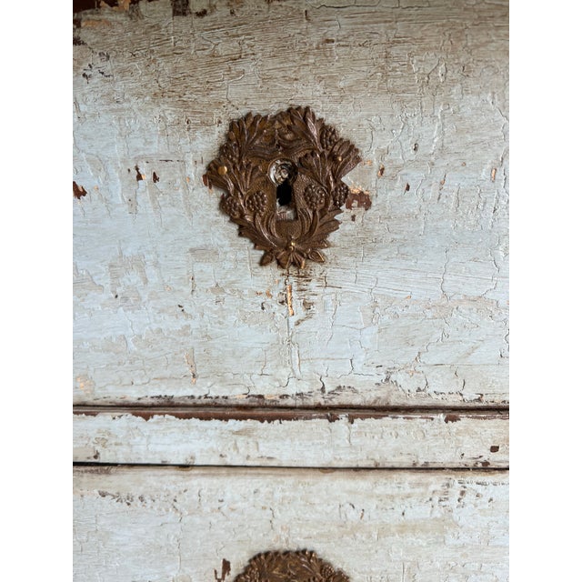 19th Century French Empire, Painted Commode With Brass Accents For Sale - Image 4 of 8
