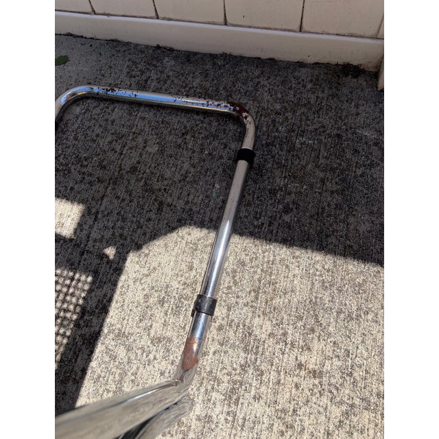 Wood Vintage Chrome and Cane Cantilever Bar Stool – Mid-Century Modern Style For Sale - Image 7 of 9