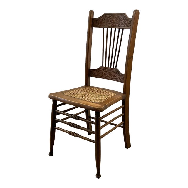 Pressed Back Cane Seat Chair For Sale