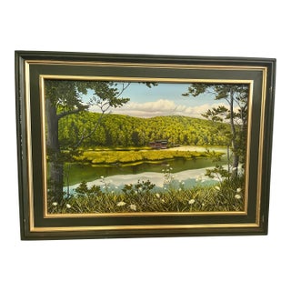 1980s Howard Hopkins Jr Queens Ann’s Lace Oil on Canvas Landscape Painting For Sale