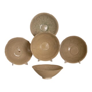 Chinese Ceramic Bowl Celadon Song Period Bowls Jepara Shipwreck Set of 5 Gothic Medieval For Sale