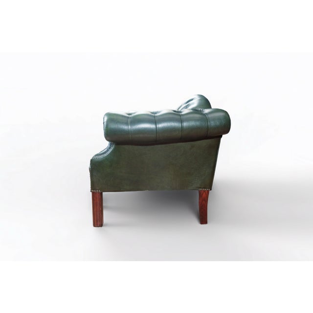 Animal Skin Late 20th Century Chesterfield Sofa and Love Seat Set in Hunter Green For Sale - Image 7 of 13