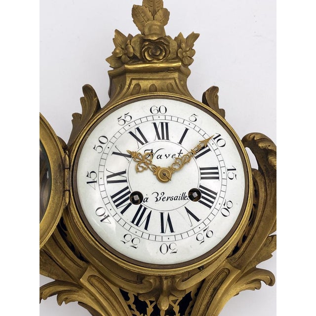 French Gilt Bronze Cartel Clock from Navet À Versailles, Mid-19th Century For Sale - Image 6 of 7