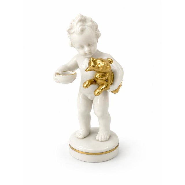 Porcelain Boy with Dog, East Germany For Sale - Image 6 of 6