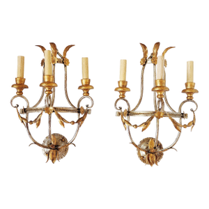Regency Style Gilt Metal Swag Wall Sconces-a Pair