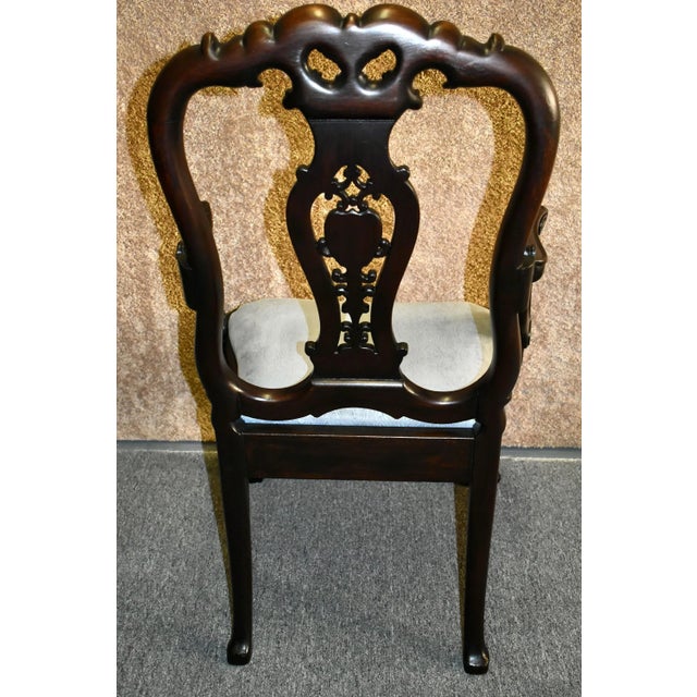 Carved Mahogany Armchair Antique Queen Anne Georgian Shell Motif Accent For Sale - Image 11 of 13