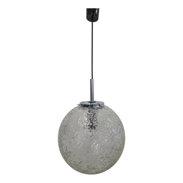 Ice Glass Pendant Lamp from Hoffmeister Leuchten, 1960s For Sale
