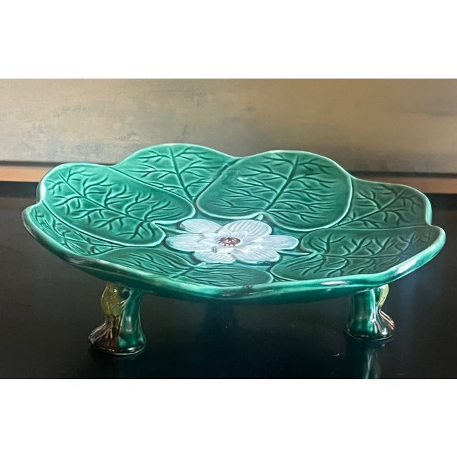 English 19th Century Lilly Pad Compote on Heron Legs For Sale - Image 3 of 10