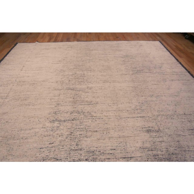 Beautifully Versatile Abstract Solid Cream Color Modern Wool Pile Room Size Area Rug, Country Of Origin: Central Asia,...