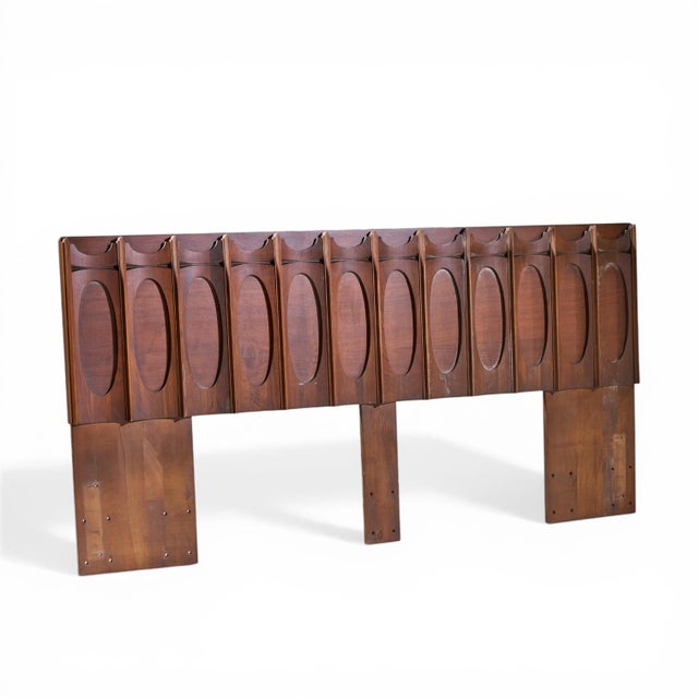 Tobago Brutalist Mid Century Walnut King Headboard This headboard measures: 80 wide x 3.25 deep x 40 inches high Great...