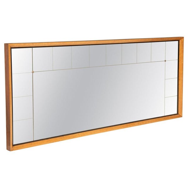 Large Art Deco Mirror with Wooden Frame and Black Trim, 1940s For Sale - Image 12 of 12