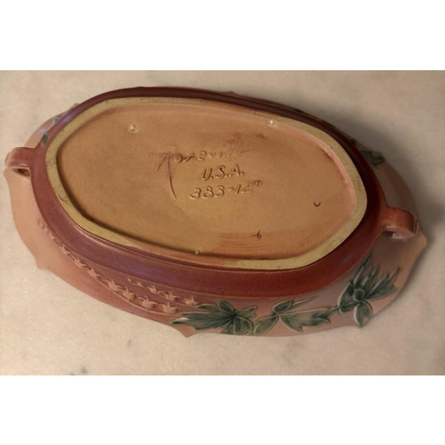 Art Deco Roseville Bleeding Heart Pink ca.1938 Vintage Art Ceramic Bowl 383-12" For Sale - Image 3 of 12
