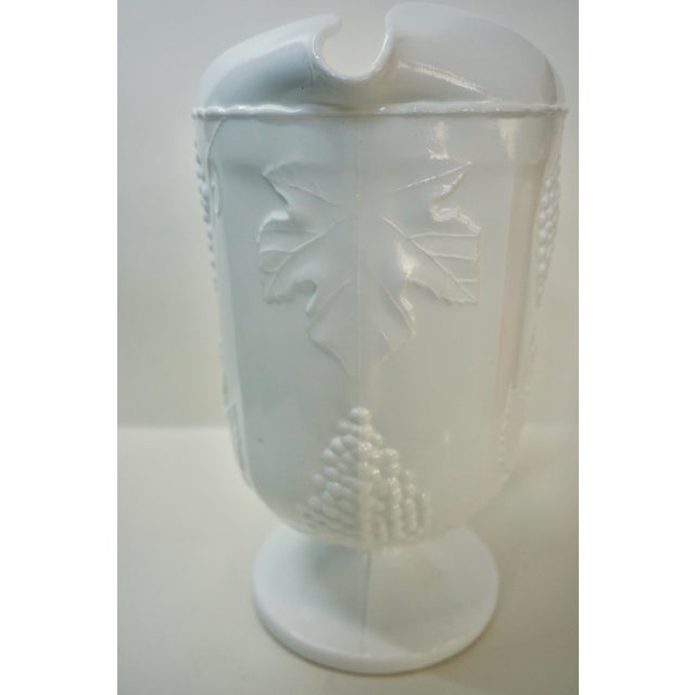 Mid 20th Century Vintage "Harvest Grape" Milk Glass Footed Pitcher - 11" For Sale - Image 5 of 7