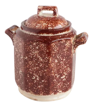 Staffordshire Brown Spongeware Lidded Vessel