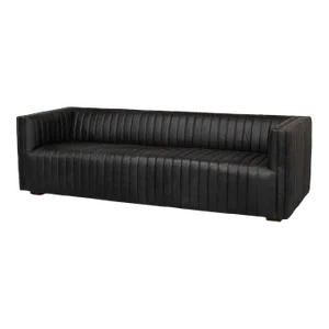 Modern Channeled Leather Sofa