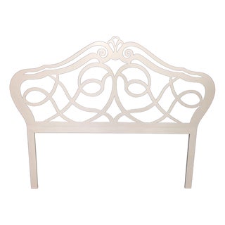 Vintage Shabby Chic Cream Iron Headboard For Sale