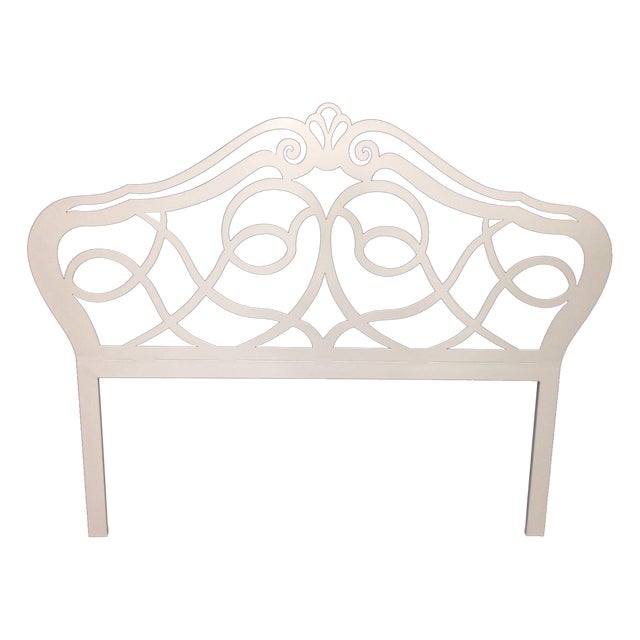 Vintage Shabby Chic Cream Iron Headboard For Sale
