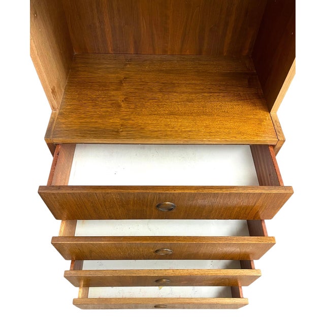 Vintage Mid Century Modern Bookshelf Cabinet With 4 Drawers For Sale - Image 9 of 11