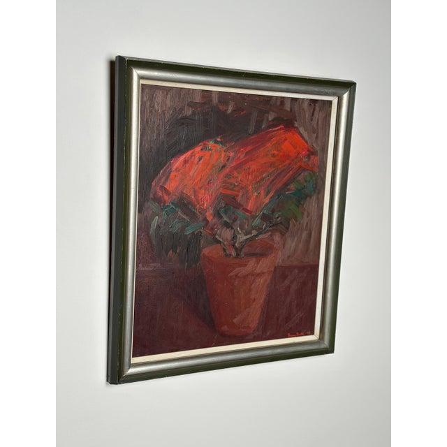 Original Swedish Oil on Panel – “Flower Still Life” by Rune Bohl – Signed and Dated 1948 – Framed – 62 × 53 cm (24.4" ×...