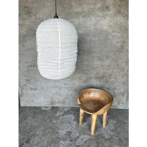 Large Japanese-Style Rattan and Natural Linen Pendant Light in the Shape of a Lantern For Sale - Image 18 of 18