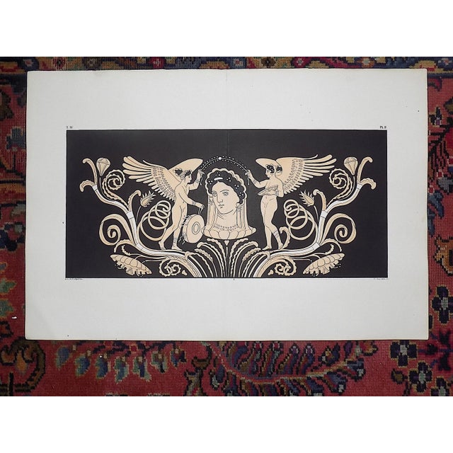 Antique 19th Century Lithograph-Greek Vase Motifs-Hand Colored-Elephant Folio For Sale - Image 4 of 4
