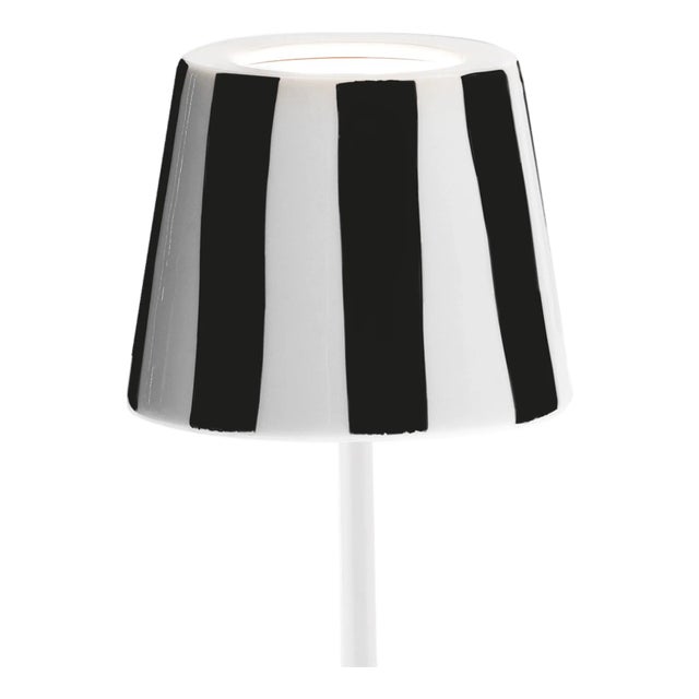 Zafferano Ceramic Black Striped Shade for Poldina Lido Lamp For Sale
