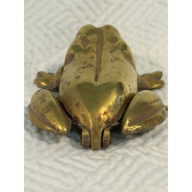 Vintage Cast Brass Frog Hinged Lidded Trinket Box For Sale - Image 4 of 8