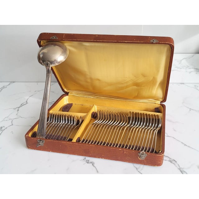 French Art Deco Silver-Plated Flatware Set, 1920s, Set of 37 For Sale - Image 7 of 7