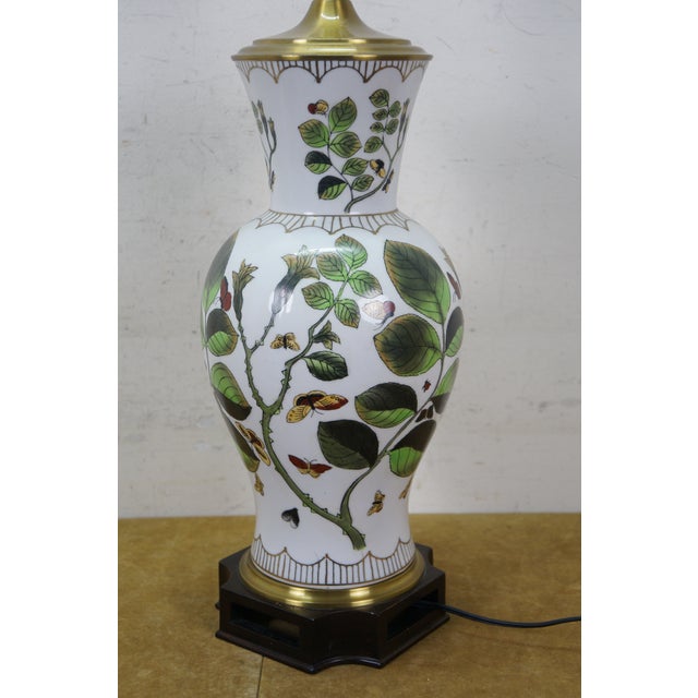 1980s 1980s Wildwood Chinoiserie Butterflies Leaves Ivy Table Lamp 31" For Sale - Image 5 of 16