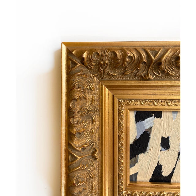 Abstract Contrasting Mini Painting With VIntage Frame by Jessalin Beutler For Sale - Image 3 of 3